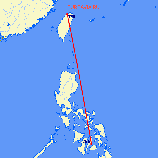 перелет Кебу — Тайбэй на карте