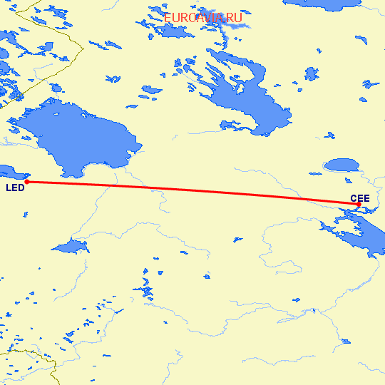 перелет Череповец — Санкт Петербург на карте