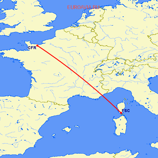 перелет Кан — Figari на карте