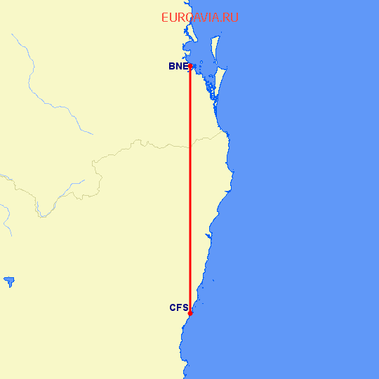 перелет Коффс Харбор — Брисбен на карте