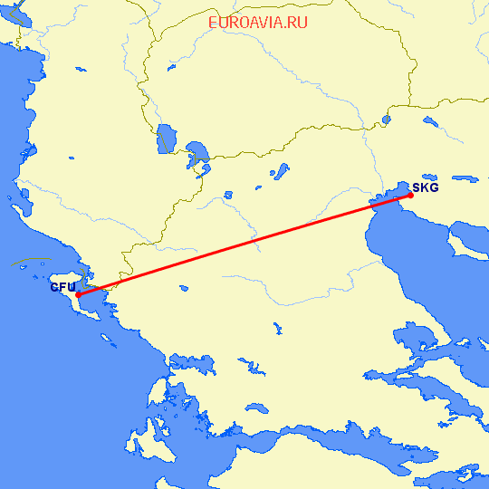 перелет Керкира — Салоники на карте