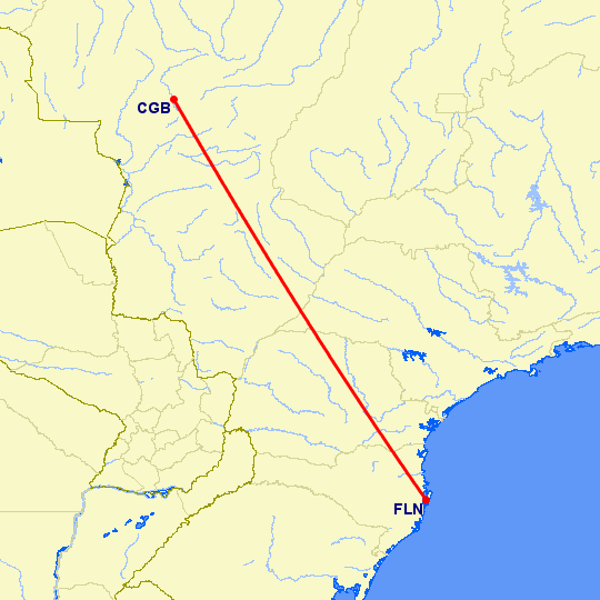 перелет Куиаба — Флорианополис на карте