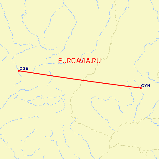 перелет Куиаба — Goiania на карте