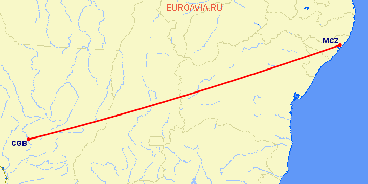 перелет Куиаба — Масейо на карте