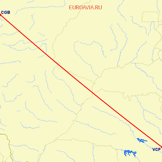 перелет Куиаба — Сан Паулу на карте