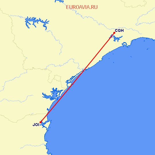 перелет Сан Паулу — Joinville на карте