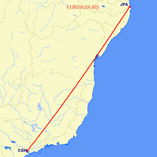 перелет Сан Паулу — Жоао Пессоа на карте