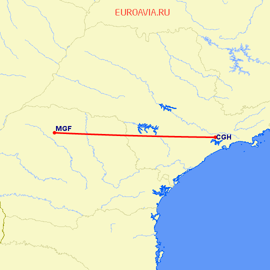 перелет Сан Паулу — Маринга на карте