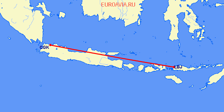перелет Джакарта — Лабуан-Баджо на карте