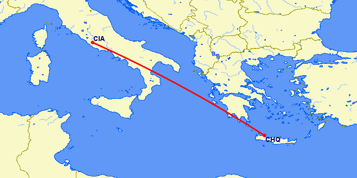 перелет Chania — Рим на карте