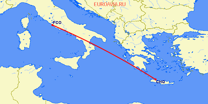 перелет Chania — Рим на карте
