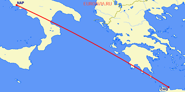 перелет Chania — Неаполь на карте