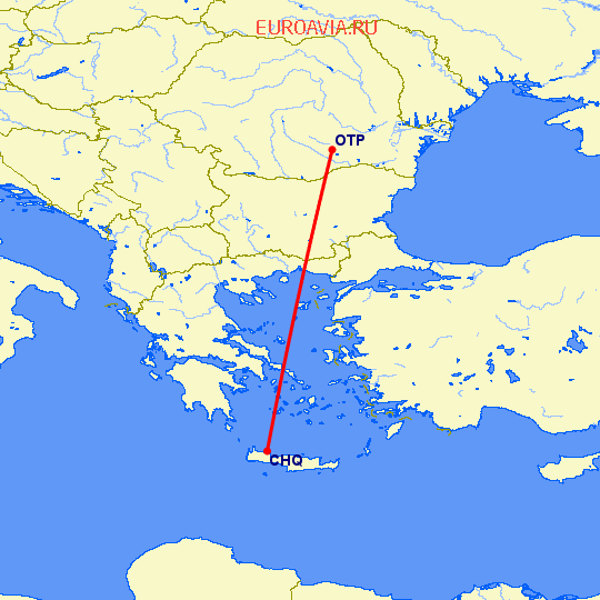 перелет Chania — Бухарест на карте