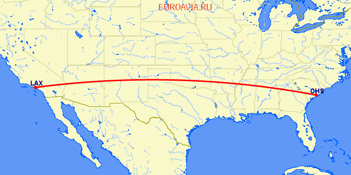 перелет Чарльстон — Лос Анджелес на карте