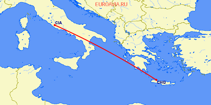 перелет Рим — Chania на карте