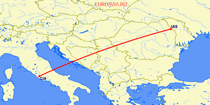перелет Рим — Иаси на карте