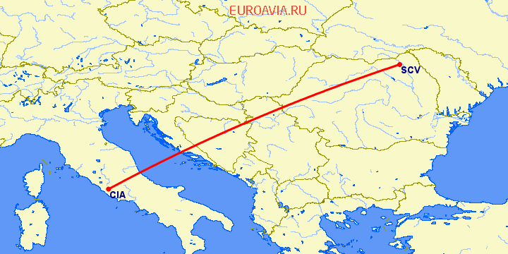 перелет Рим — Сучава на карте