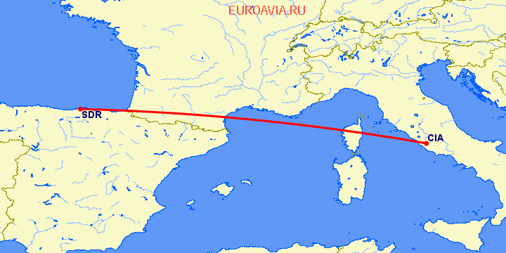 перелет Рим — Сантандер на карте