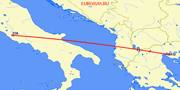 перелет Рим — Салоники на карте