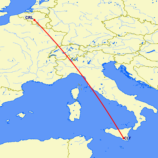 перелет Комизо — Шарлеруа на карте