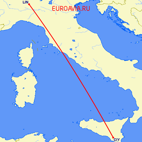 перелет Комизо — Милан на карте