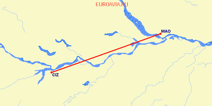 перелет Coari — Манаус на карте