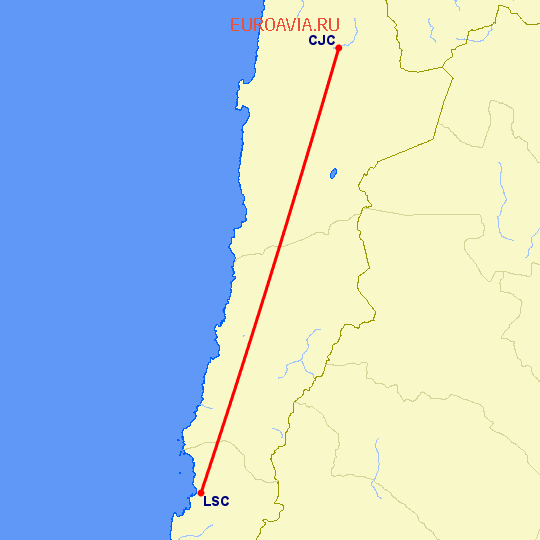 перелет Калама — Ла Серена на карте