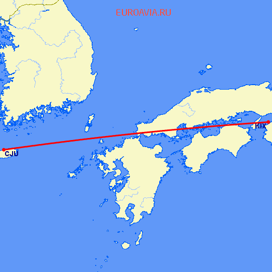 перелет Jeju — Осака на карте