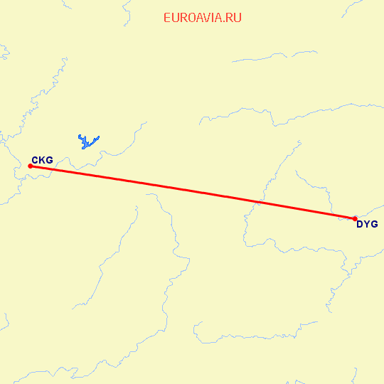 перелет Чонсинь — Дэань на карте
