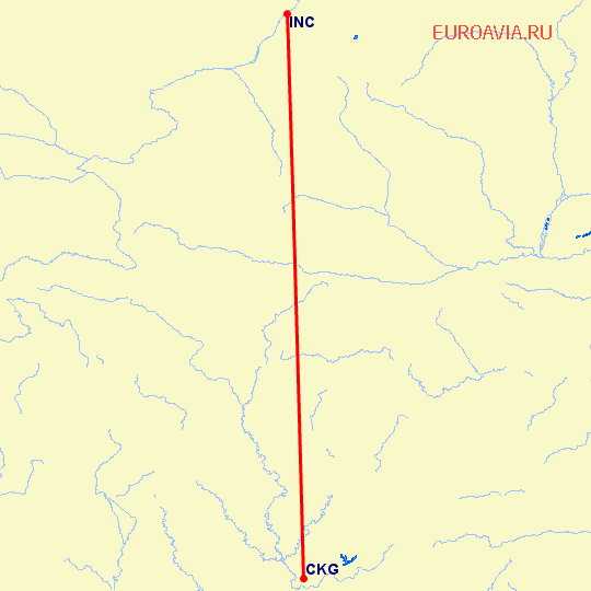 перелет Чонсинь — Фучуан на карте
