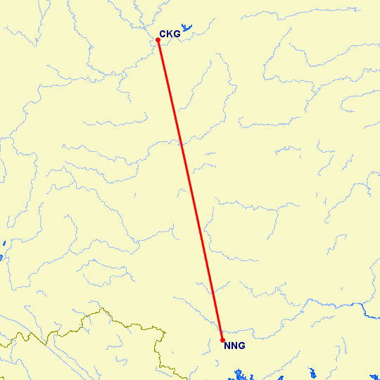 перелет Чонсинь — Наньнин на карте