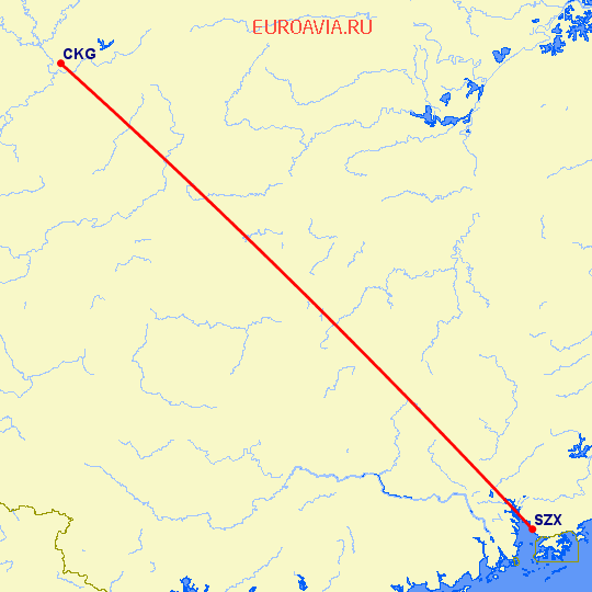 перелет Чонсинь — Шэньчжэнь на карте