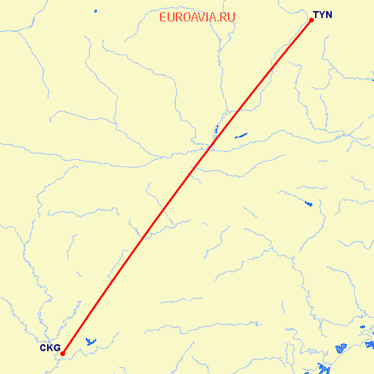 перелет Чонсинь — Тайюань на карте