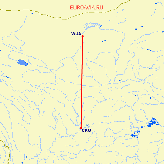 перелет Чонсинь — Wu Hai на карте