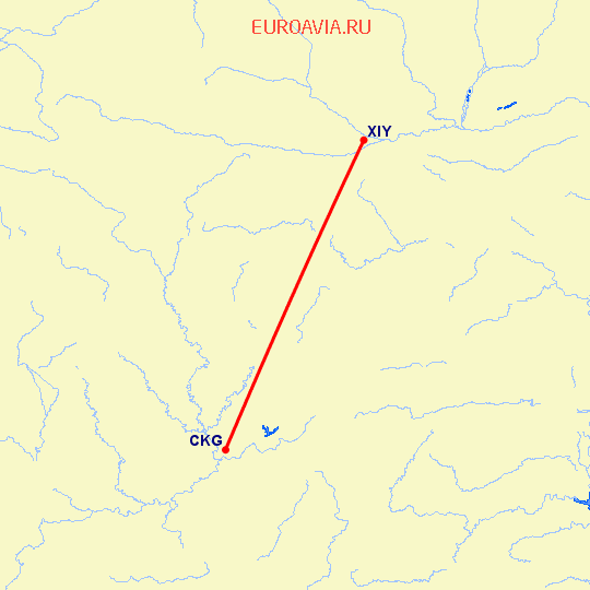 перелет Чонсинь — Синьян на карте