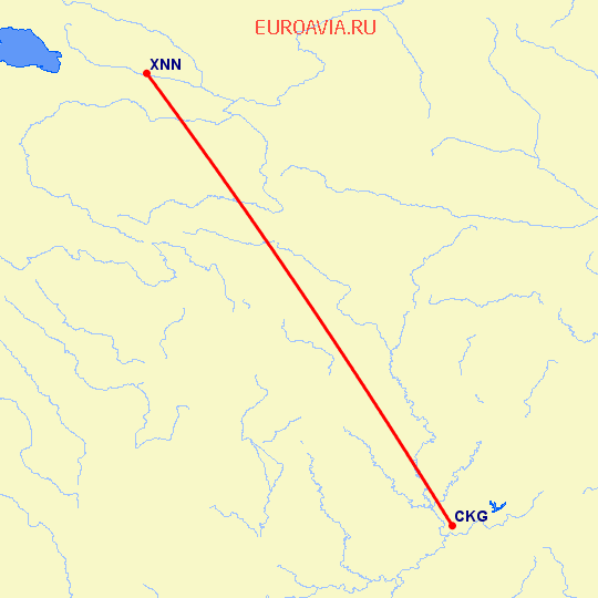 перелет Чонсинь — Хайнин на карте