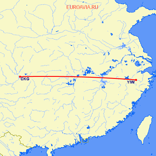 перелет Чонсинь — Иву на карте