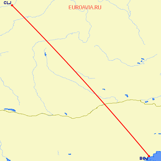 перелет Клуж Напока — Бургас на карте