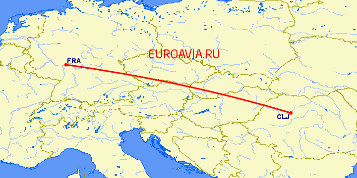 перелет Клуж Напока — Франкфурт на Майне на карте