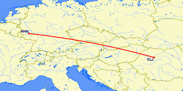 перелет Клуж Напока — Hahn на карте