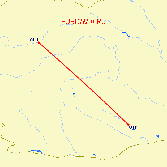 перелет Клуж Напока — Бухарест на карте