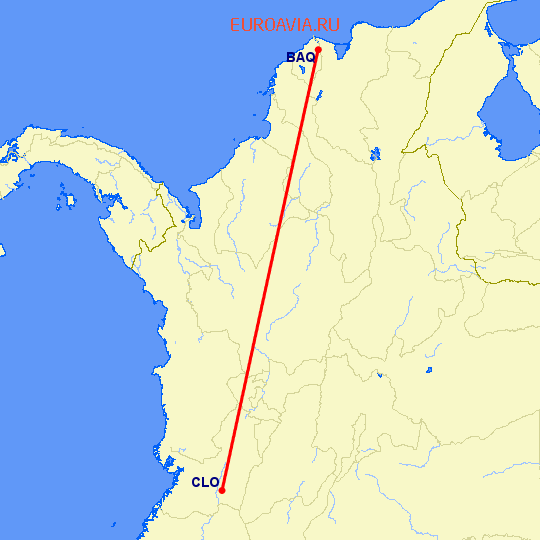 перелет Кали — Барранкуилла на карте