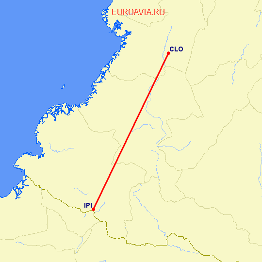 перелет Кали — Ипиалес на карте