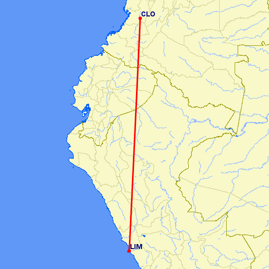 перелет Кали — Лима на карте