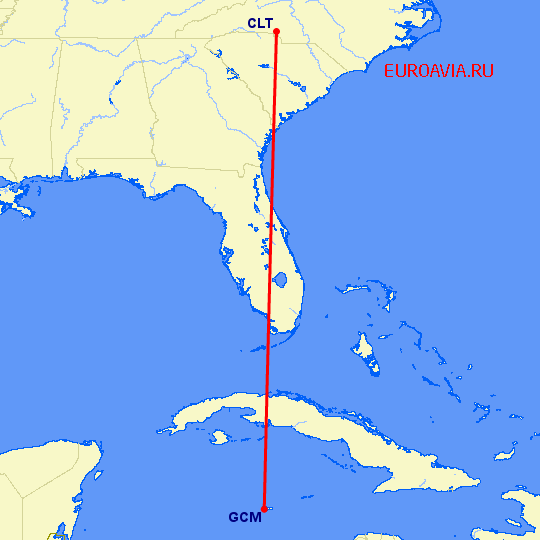 перелет Шарлотт — Georgetown на карте