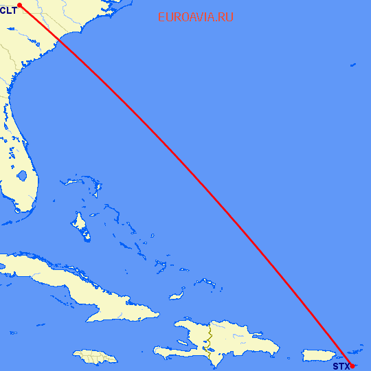 перелет Шарлотт — St Croix Island на карте