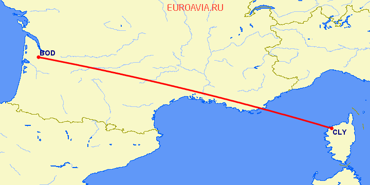 перелет Кальви — Бордо на карте