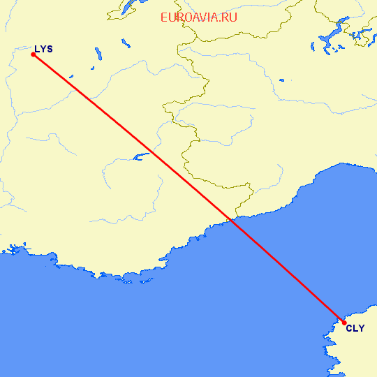 перелет Кальви — Лион на карте