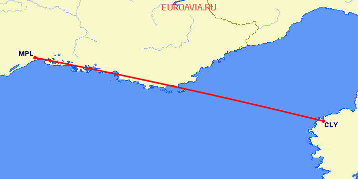 перелет Кальви — Монпелье на карте