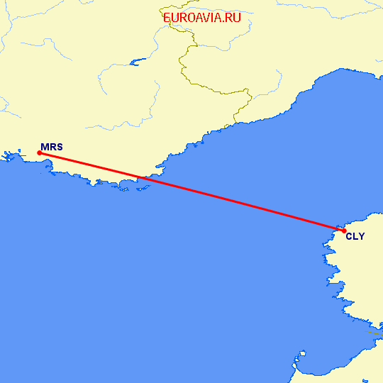 перелет Кальви — Марсель на карте
